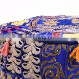 Traditional Indian Patchwork Embroidery Design Ottoman Pouf Cover thumbnail-2