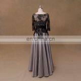 Black and Gray Lace Mother of the Bride Evening Dress Long Sleeve thumbnail-3
