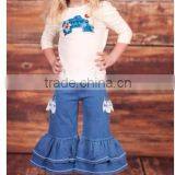 Custom Boutique Denim Ruffle Pants Jeans New thumbnail-1