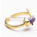 Hot Alloy Adjustable Amethyst Stone Moon Shape Ring for Girl thumbnail-3