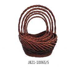 Handmade Insulated Bag With Wooden Lid Outdoor Round Camping Wicker Willow Hamper With thumbnail-1