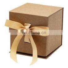 Luxury Kraft Color Small Cube Mug Retail Gift Packaging Magnetic Boxes With Ribbon thumbnail-1