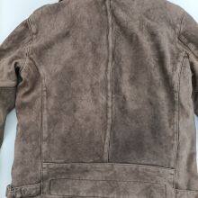 Men's Washed Distressed Retro Vintage Sheepskin Leather Suede JACKET thumbnail-5