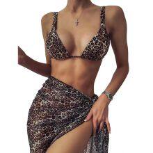 Ladies Women Printed Sexy Swimsuit Bikini Swimwear With Skirt Cover-Up thumbnail-5