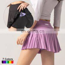 Custom Logo Two In One Yoga Tennis Pleated Shirts Quick Dry Sports Jogging Fitness Wear Mini Skirt Women Sports Outfit Clothing thumbnail-1