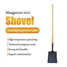 Manganese Steel Garden Shovel Flat Shovel With Long Handle for Shoveling Soil Sand Gravel Construction thumbnail-2