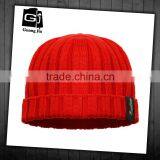 High Quality Multi Color Acrylic Knitted Beanie Caps With Woven Label