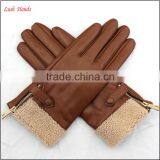 Ladies Cheap Driving Leather Hand Gloves With Lamb Fur thumbnail-5