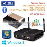 2014 Best Mini Computer Intel Quad Core J1900 2.0Ghz 7.5W Power HDMI VGA Smallest pc Aluminum 4G RAM 120G SSD Windows or Linux