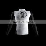 Polyester Spandex Long Sleeves Black Compression Shirt / Rash Guard With White Front