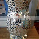 Silver Crackle Mosaic Glass Mirror Vase