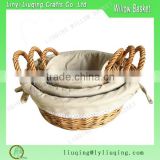 Handmde round Rustic wicker baskets /Rattan wicker bread baskets/Fabric linered wicker baskets