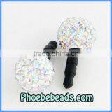 10mm Pave AB Crystal Dustproof Plug Anti Dust Stopper Earphone Jack Ear Cap Fit 3.5mm Iphone Ipad Ipod Cell Phone MDP-P1203