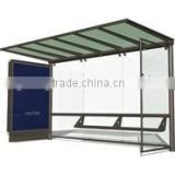 Metal Bus Stop Shelter in Good Design with Waiting Chair and Light Box for Outdoor Construction