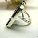 Blue Kyanite Multi Stone Rough Natural Gemstones Ring, Matt Finish Adjustable Rings, 925 Solid Sterling Silver Rings thumbnail-3