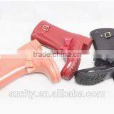 Solid Color Pink Lady High Heeled Rubber Rain Boots With Buckle thumbnail-2