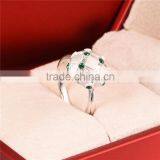 925 Silver Green Gemstone Racing Pigeon Rings Wholesale thumbnail-3