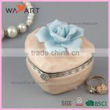 Wholesale Blue Flower Heart Shaped Ceramic Cheap Jewelry Box thumbnail-1