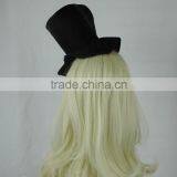 Custom Plain Black Small Formal Hat With Hair Attached thumbnail-5