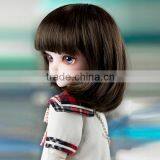 New Arrival Short Silky Straight Dark Brown Doll Wig With Bangs/fringe thumbnail-2