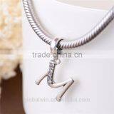 S067M Globalwin 925 Sterling Silver Alphabet Letter M Paved With Crystals Charms thumbnail-2