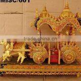 Indian Handmade Wooden Four Horse Arjun Rath Krishan Sarthi Mahabharat Kurukshetra Hindhu Vedic Wood Carving Handicraft thumbnail-2