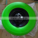 top quality competitive price green color flat free 4.00-8 PU foam wheel