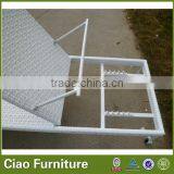 All-Weather Sunbed Patio Wicker White Sun Lounger With Wheels thumbnail-3