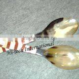 Salad Serving Spoon,Buffalo Horn Serving Spoon,Serving Spoon and Fork,Hand Crafted Buffalo Horn Spoons thumbnail-1