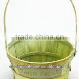 FRESH GREEN WASH ROUND FARM FRESH BAMBOO CHIP BASKET W/HANDLE thumbnail-1