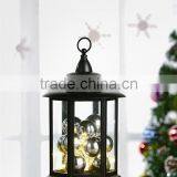 Battery Powered Black Plastic Lantern With LED Christmas Bauble Chain Light thumbnail-4