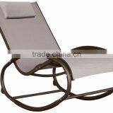 Patio Leisure Aluminum Tan Outdoor Rocking Chair With Headrest thumbnail-1