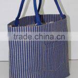 Eco-friendly Reusable Bag Women Grocery Shopping Tote Bag With Handles Large Jute Burlap Bag With Cotton Handles thumbnail-2