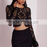 Crochet Ladies Fashion Two Piece Sets Three Color Designs Bridesmaide Wear White Lace Sets thumbnail-3