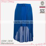 Women plus size clothing factory ladies new model charming blue long skirt plain dyed summer sexy maxi chiffon skirt