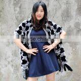 CX-B-65C Hot Sale Knitted Fur Blanket Scarf Shawl Rex Rabbit Fur Dresses Blanket Scarf Pockets thumbnail-2