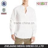 Men's Long Sleeve Banded Open Collar Linen Shirt thumbnail-1