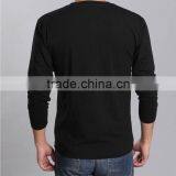 Mens Custom Design Black V Neck Plain Long Sleeve t Shirt for Men thumbnail-3