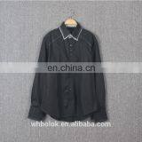 Customized Men's Dark Blue Solid Cotton Shirt Dress Causal Fitted Mens Shirt thumbnail-2