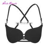 Black Removable Straps Invisible Plus Size Ladies Sexy Stylish Sexy Bra thumbnail-2