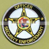 Embroidered Technics and Eco-Friendly Feature Officer Security Enforcement Round Star Embroidery Patch, Embroidered Badge