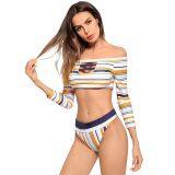 Sexy Striped Print Bikini Orange White Pattern thumbnail-3