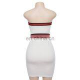 Women's Off The Shoulder Contrast Waist Belt WISH Hot Sell Summer New Backless Solid Party Wear Color Dress thumbnail-3