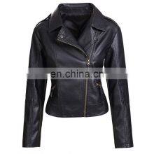 Women's Zip Up Motorcycle Short Moto Biker Outwear Fitted Slim Leather Jackets Coat