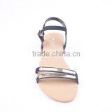 New Design Good Quality Metal Design Stylish Woman Flat Buckle up Ankle Sandals thumbnail-3