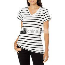Good Quality Full Striped Women T Shirts Wholesale Summer Casual Wear Women T-shirt thumbnail-1