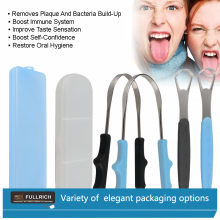 Hot Sell Stainless Steel Tongue Cleaner Scraper With Colorful Handle for Oral Care thumbnail-2