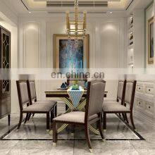 Modern Design Copper Handle Metal Decor Gold and Silver Home Furniture 6 Chairs Wooden Dining Table Sets Luxury thumbnail-5