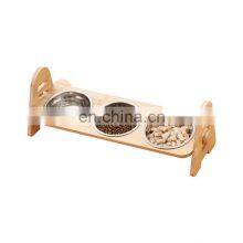 Reasonable Price Pet Bowls Stainless Steel Stylish Multifunction Dog Cat Food Feeder Bowls Bamboo Elevated Custom Logo thumbnail-5