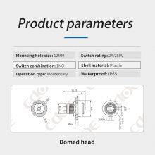 Mini Ip65 12mm Domed Led One Normally Open 12 Volt Push Button Switches Momentary thumbnail-3